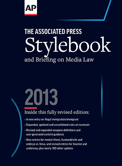 Photo of the cover of The Associated Press Stylebook 2013.